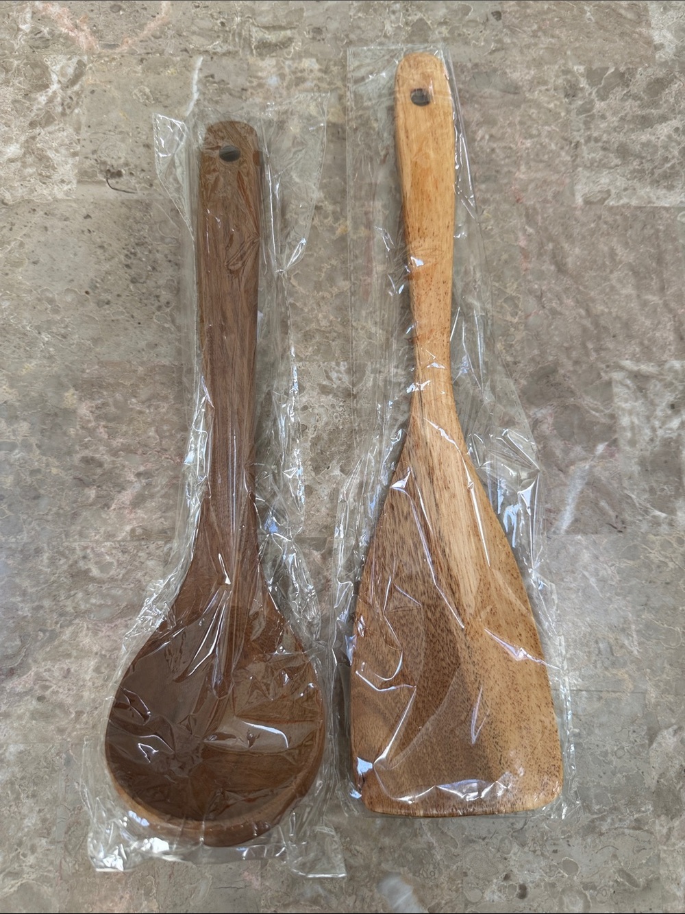 Wooden Spoon and Spatula Set - Two-Tone Natural Wood